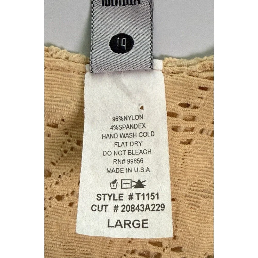 Vintage Y2K Identity Eyelet Lace Ruffle Front Tank Sz L Sleeveless Stretch 90s